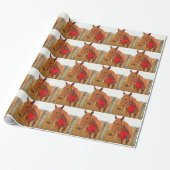Papier Cadeau Cheval Brown Red Bow (Déroulé)