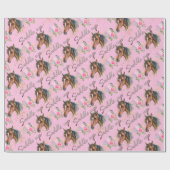 Papier Cadeau Cheval Brown Rose fille fille fille fille fille fi (Plat)
