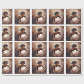 Papier Cadeau Cheval brun friésien s'élevant avec des nuages bru (Plat)