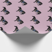 Papier Cadeau cheval, chaussure de cheval et ruban bleu (Coin)