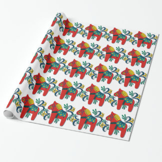 Papier Cadeau Cheval coloré de Dala de Suédois