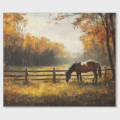 Papier Cadeau Cheval dans le champ Heure d'or Découpage (Plat)