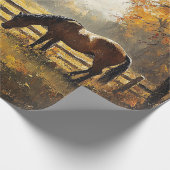 Papier Cadeau Cheval dans le champ Heure d'or Découpage (Coin)