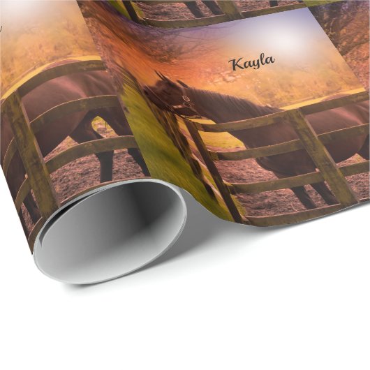 Papier Cadeau Cheval d'automne (Coin rond)