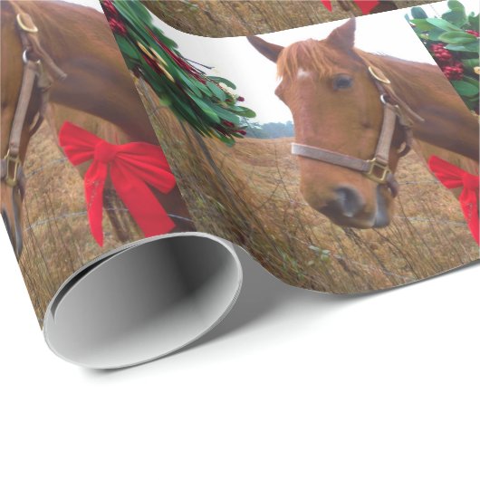 Papier Cadeau Cheval de baiser sous Mistletoe (Coin rond)