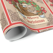 Papier Cadeau Cheval de bande dessinée avec le signe de Joyeux (Coin rond)