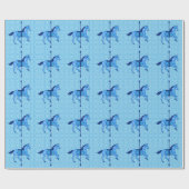 Papier Cadeau Cheval de carrousel - Cobalt et Sky Blue (Plat)