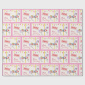 Papier Cadeau Cheval de carrousel d'anniversaire Ajouter le nom  (Plat)