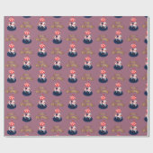 Papier Cadeau Cheval de Carrousel Motif. Rose et beige. (Plat)