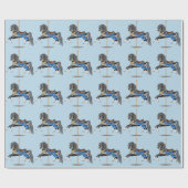 Papier Cadeau Cheval de Carrousel Noir (Plat)