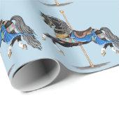 Papier Cadeau Cheval de Carrousel Noir (Coin rond)