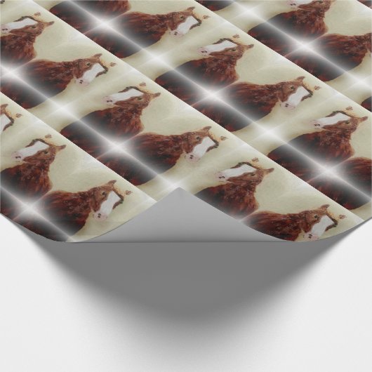 Papier Cadeau Cheval de châtaignes d'art équin (Coin)