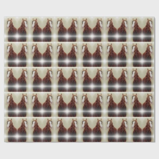 Papier Cadeau Cheval de châtaignes d'art équin (Plat)