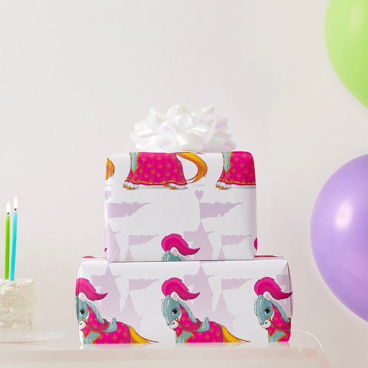 Papier Cadeau Cheval de Chevalier médiéval en Imaginaire d'Armor