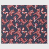 Papier Cadeau Cheval de Dala de l'aquarelle scandinave (Plat)