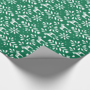 Papier Cadeau Cheval de Dala suédois blanc Enveloppe cadeau de