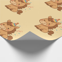 Papier cadeau Cheval de dessin animé mignon avec c