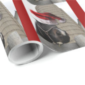 Papier Cadeau Cheval de la ferme de Noël (Coin rond)