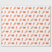 Papier Cadeau Cheval de mer du crabe du homard blanc orange moti (Plat)
