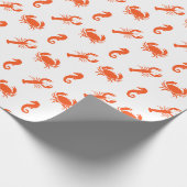 Papier Cadeau Cheval de mer du crabe du homard blanc orange moti (Coin)