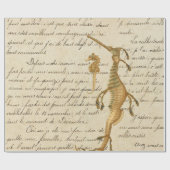 Papier Cadeau Cheval de mer vintage et script (Plat)