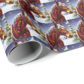 Papier Cadeau Cheval de Noël 3 (Coin rond)