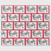 Papier Cadeau Cheval de Noël et Père Noël (Plat)