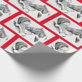 Papier Cadeau Cheval de Noël et Père Noël (Coin)