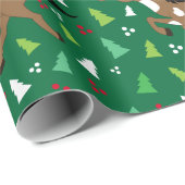 Papier Cadeau Cheval de Peinture à Santa Hat Arbre de Noël, Pint (Coin rond)