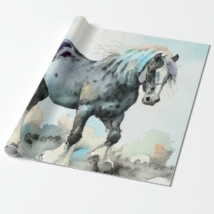 Papier Cadeau Cheval de trait Shire aquarelle