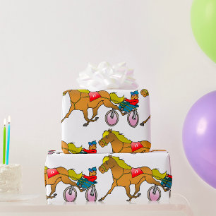 Papier Cadeau Cheval de trot et conducteur