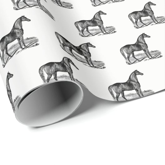 Papier Cadeau Cheval debout vintage (Coin rond)