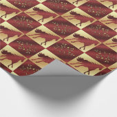 Papier Cadeau Cheval d'or et de vin avec Feuilles d'or (Coin)