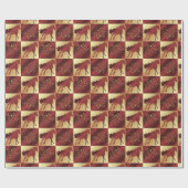 Papier Cadeau Cheval d'or et de vin avec Feuilles d'or (Plat)