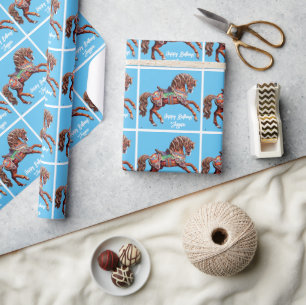 Papier Cadeau Cheval en bois orné