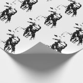 PAPIER CADEAU CHEVAL EN CHEF AMÉRICAIN EN NOIR ET BLANC (Coin)