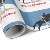Papier Cadeau Cheval équestre de Noël (Coin rond)
