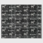 Papier Cadeau Cheval équestre gris Noël Personnalisé (Plat)