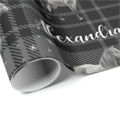 Papier Cadeau Cheval équestre gris Noël Personnalisé (Coin rond)