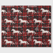 Papier Cadeau Cheval équestre rouge Noël Personnalisé (Plat)