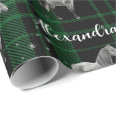 Papier Cadeau Cheval équestre vert de Noël Personnalisé (Coin rond)