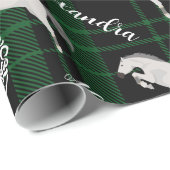 Papier Cadeau Cheval équestre vert de Noël Personnalisé (Coin rond)