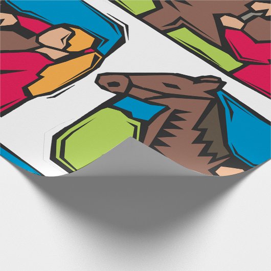 Papier Cadeau Cheval Et Ferme Fille