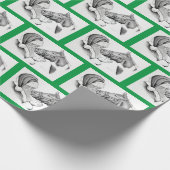 Papier Cadeau Cheval et Père Noël pour Noël (Coin)