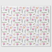 Papier Cadeau Cheval Filles Enfants Bébé fille rose (Plat)