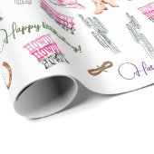 Papier Cadeau Cheval Filles Enfants Bébé fille rose (Coin rond)