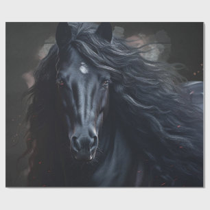 Papier Cadeau Cheval frison noir