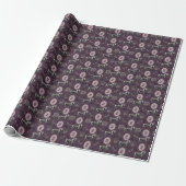 Papier Cadeau Cheval gothique à monogramme violet (Déroulé)