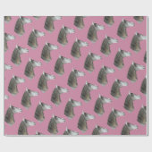 Papier Cadeau Cheval gris (Plat)