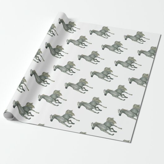 Papier Cadeau Cheval gris courant (Déroulé)